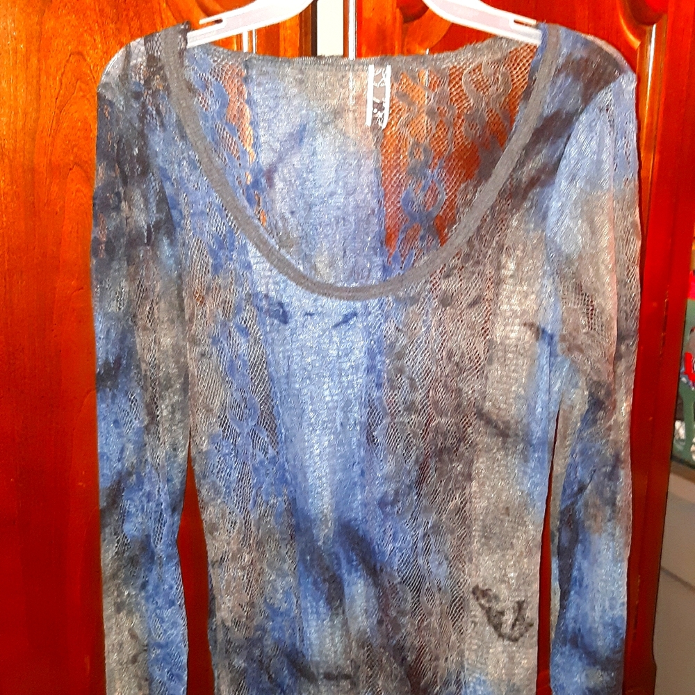 BKE sheer lace shirt